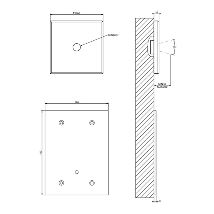 Gessi Управления для настенного излива с кран-фильтром для регулировки температуры и напора (отрыт 15сек), Rilievo, 59029#031 цвет: хром