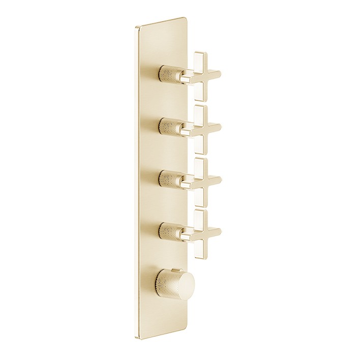 Gessi Смеситель для душа, термостатический, встраиваемый, резьба 3/4", Inciso, 58228#246 цвет: золото