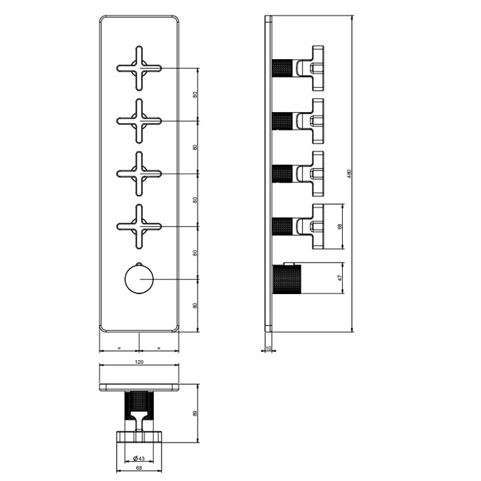 Gessi Смеситель для душа, термостатический, встраиваемый, резьба 3/4", Inciso, 58228#246 цвет: золото