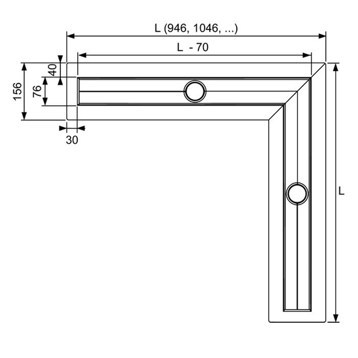 TECE комплект для установки углового душевого трапа 1500х1500 мм, с гидроизоляцией seal system, drainline - 611500 660005 650000 660016 660003 611570