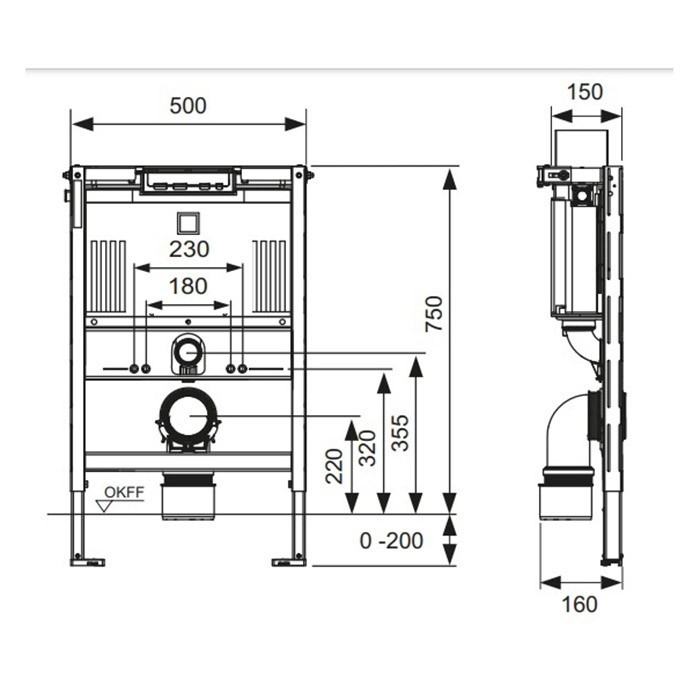 TECE застенный модуль со смывным бачком uni 750, высота 75cм., с набором креплений, uni - 9300291