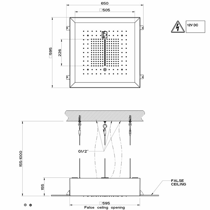 Gessi Встраиваемая душевая система 500х500мм, троп.ливень, водопад, распыление, хромотерапия, пульт ду, Afilo, 57509#279 57016#238 RIR5402#238 цвет: белый
