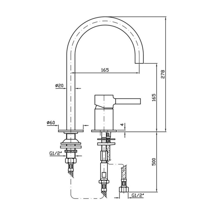 Zucchetti однорычажный смеситель для раковины, с поворотным изливом, на 2 отв. цвет: хром, pan, хром арт. zp6223