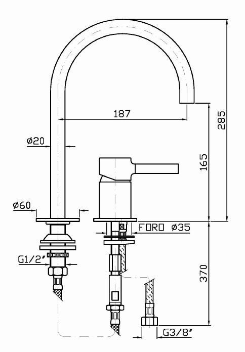 Zucchetti однорычажный смеситель для раковины, с поворотным изливом, на 2 отв. цвет: хром, pan, хром арт. zp6223
