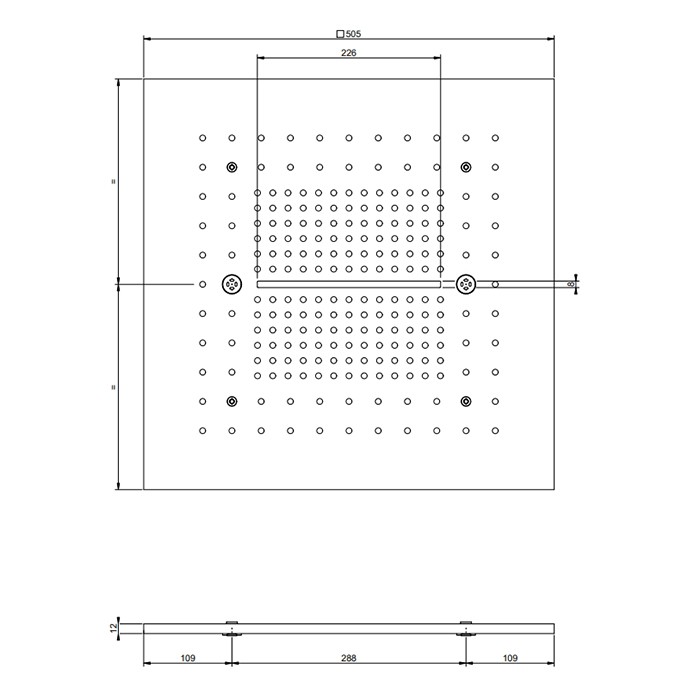 Gessi Накладная панель 50x50см., для душевой системы, встраиваемой в потолок, 57016#706 цвет: black metal pvd