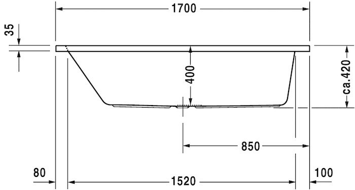 Duravit акриловая встраиваемая ванна 1700 х 750, d-code, 700099000000000 цвет: белый