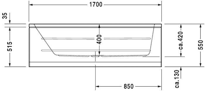 Duravit акриловая встраиваемая ванна 1700 х 750, d-code, 700099000000000 цвет: белый