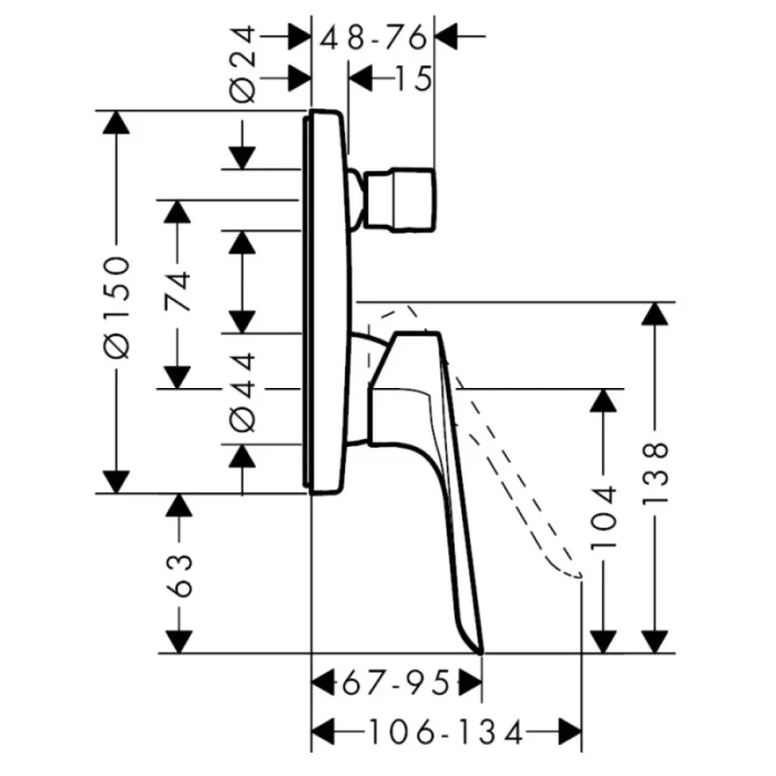 Hansgrohe смеситель для ванны, Logis E, хром арт. 71404000
