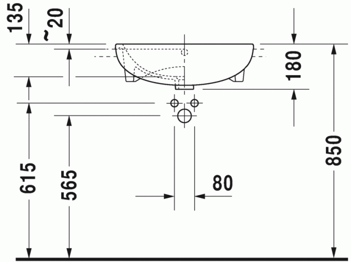 Duravit раковина встраиваемая до половины 55х45см, me by starck, 0378550000 цвет: белый