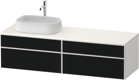 Duravit тумба подвесная с вырезом под раковину слева 550 мм х 1600 мм х 442 мм, zencha, ze4824l63840000 цвет: чёрное стекло/белый суперматовый
