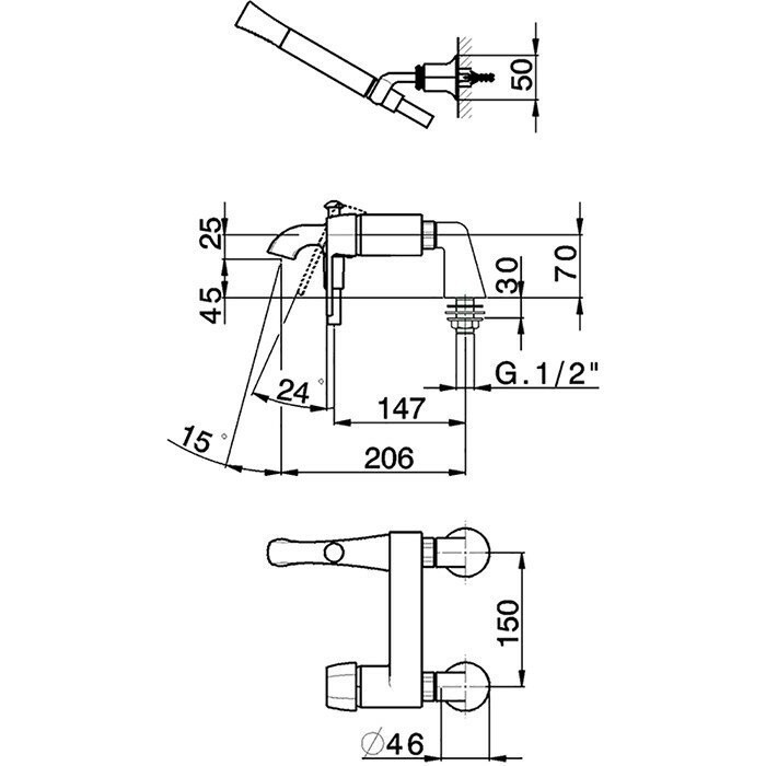 Cisal смеситель на борт ванны однорычажный, с душевым комплектом ch0000946t cherie, цвет: хром