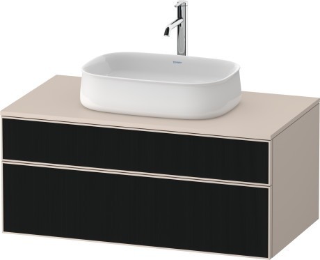 Duravit тумба подвесная с вырезом под раковину 550 мм х 1000 мм х 442 мм, zencha, ze4821063830000 цвет: чёрное стекло/серо-коричневый суперматовый