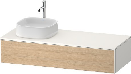 Duravit тумба подвесная с вырезом под раковину слева 550 мм х 1300 мм х 281 мм, zencha, ze4812l30840000 цвет: натуральный дуб/белый суперматовый