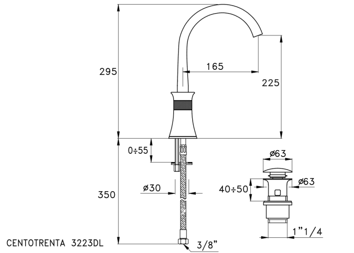 Stella смеситель для раковины, 130, хром арт. ct00118cr00