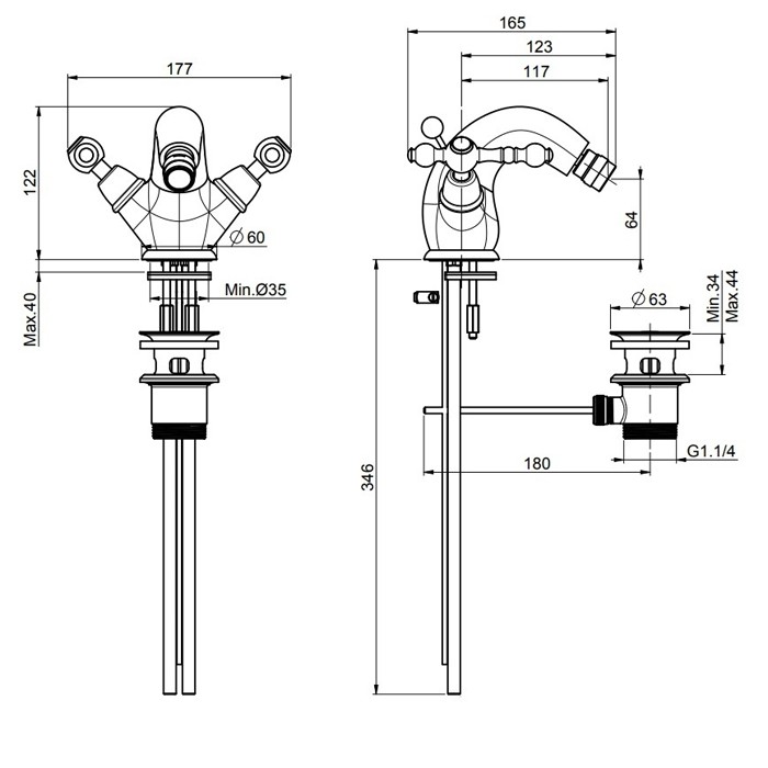 Fima Carlo Frattini смеситель на биде на 1 отверстие, epoque, хром арт. f5062/2cr