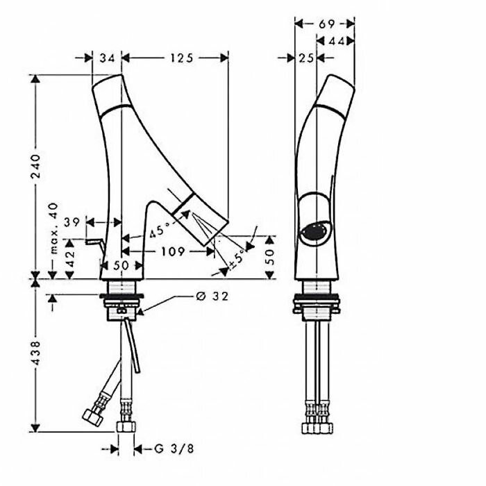 AXOR смеситель для раковины, Starck Organic, хром арт. 12014000