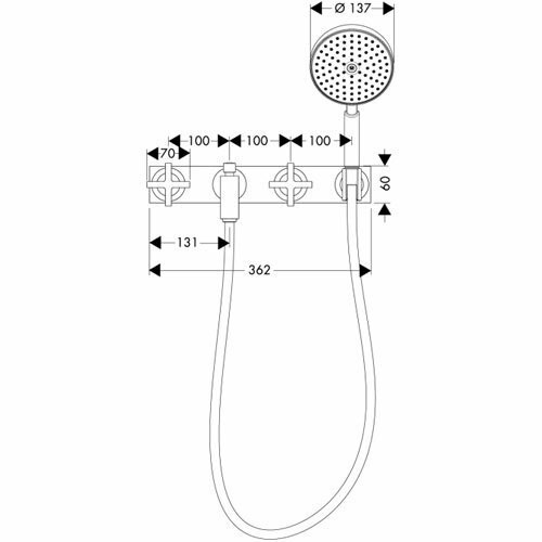 AXOR смеситель для ванны, настенный с панелью, Citterio, хром арт. 39441000