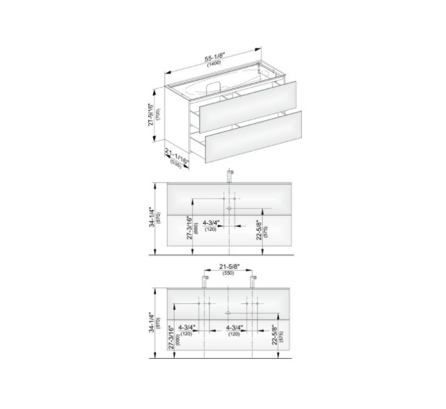 Keuco тумба подвесная под раковину с двумя выдвижными фронтами, с внутренней светодиодной подсветкой, edition 11, антрацит арт. 31362 390100