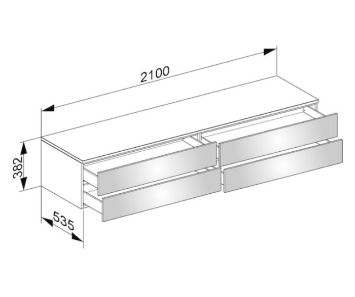 Keuco тумба боковая подвесная с четырьмя выдвижными фронтальными ящиками, edition 400, белый арт. 31772 380000