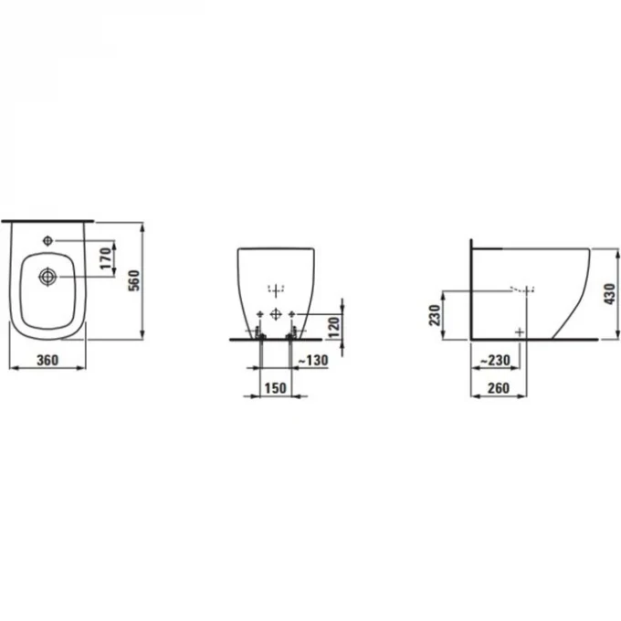 LAUFEN биде напольное, PALOMBA - 8.3280.1.000.304.1